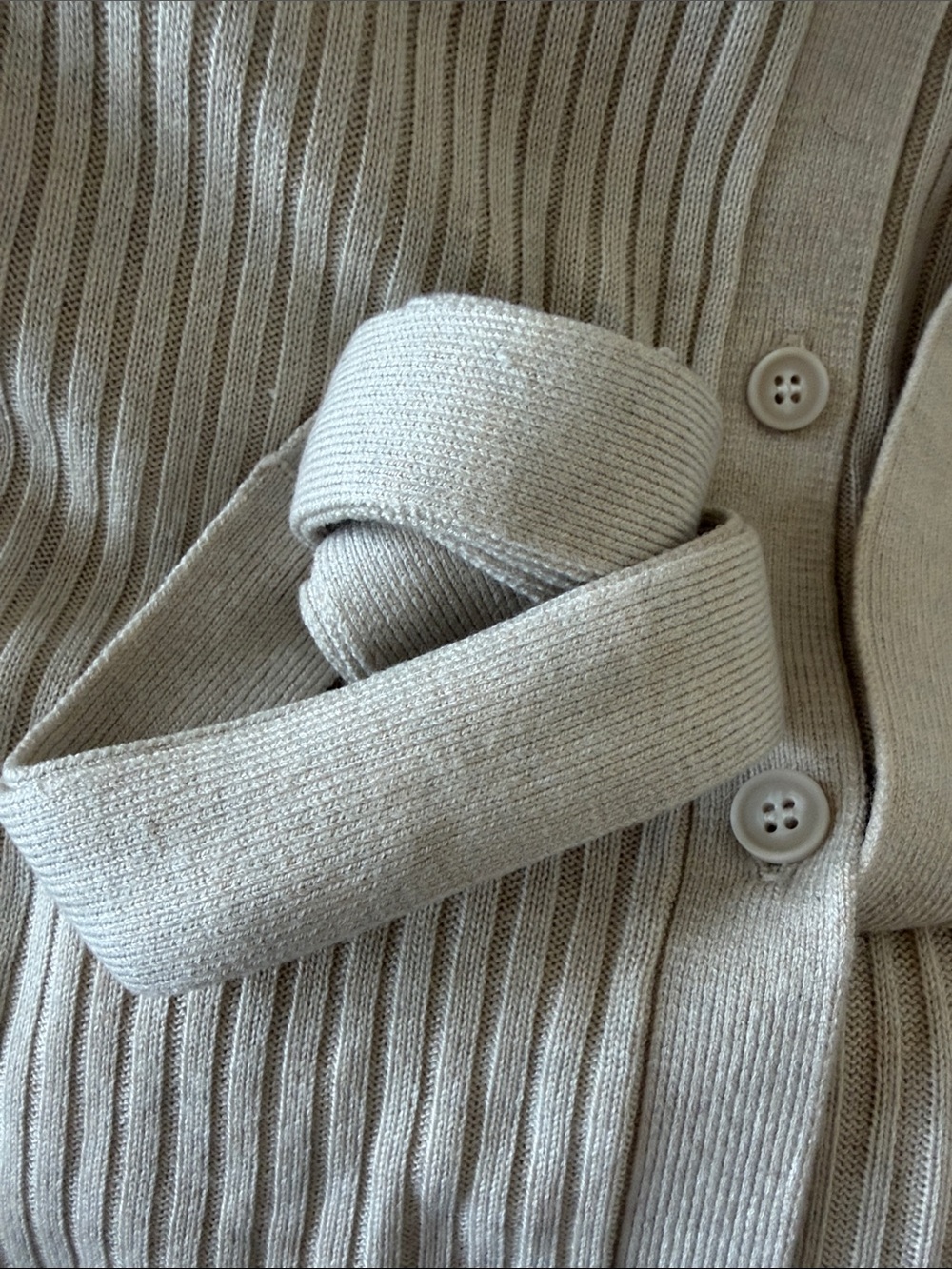 Splendid Beige Ribbed Button-Front Maxi Dress - Picture 4 of 4